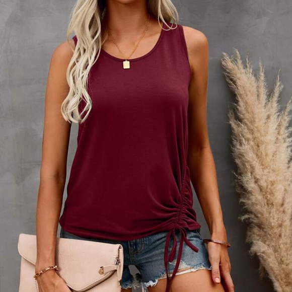 Bellanblue Tops - Boho Burgundy Red Sleeveless Tank Top Casual
